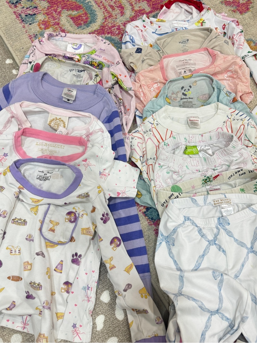 Lot of 22 Bamboo Pajamas Pima TBBC set shorts long sleeve toddler girl tee bows - Picture 2 of 16